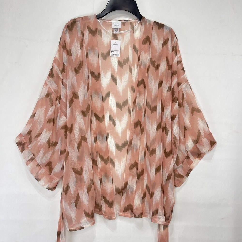 Womens Sonoma Tie Kimono One Size Goods For Life Staggered Ikat Waits